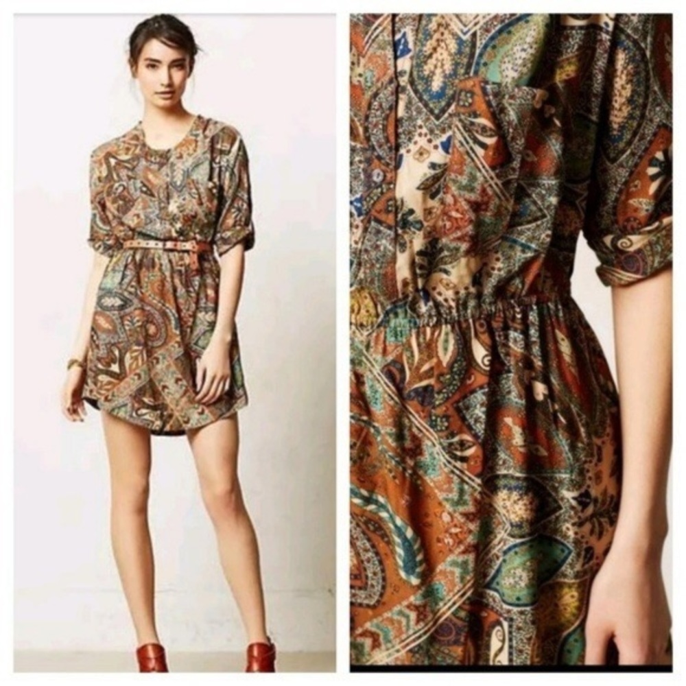 Anthropologie Holding Horses Paisley Shirtdress